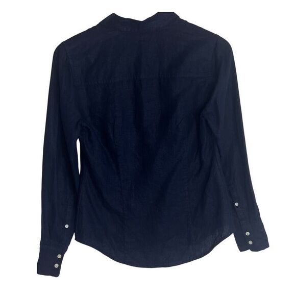 J. Crew Baird Mc Nutt Womens Irish Linen Slim Button Down Shirt Navy Blue Size 2 - Picture 2 of 16